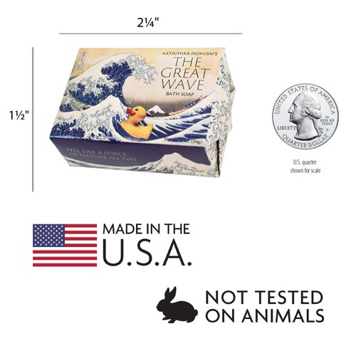 The Unemployed Philosophers Guild Katsushika Hokusai's The Great Wave Bath Soap - Made in The USA, 2oz (56g) Travel Size Guest Bar Soap