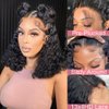 Curly Wigs Human Hair 180% Density Short Curly Lace Front Wigs Human Hair Pre Plucked Baby Hair 13X4 HD Transparent Curly Bob Wigs Human Hair Natural Black 12 Inch