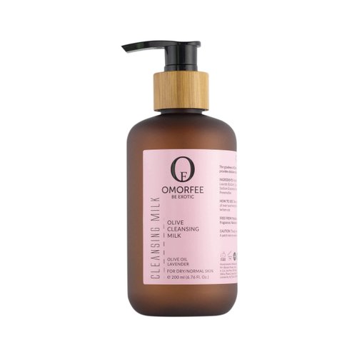 OMORFEE Organic Olive Cleansing Milk | Cleansing Milk for Dry Skin | Olive Oil, Almond Oil, Lavender Essential Oil, Vitamin E | 200 ml / 6.76 Fl. Oz.