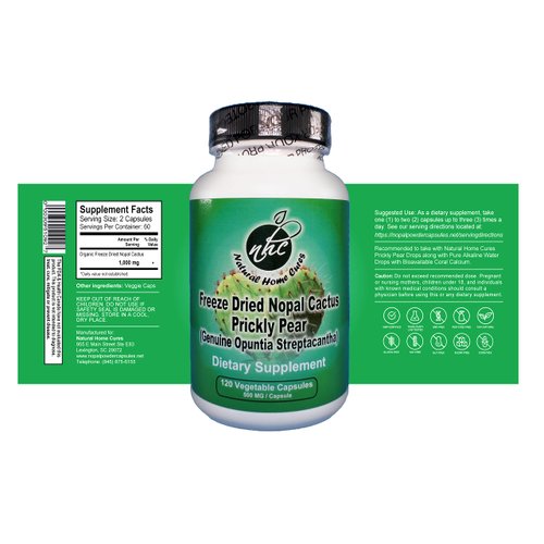 Natural Home Cures Nopal Cactus Capsules Freeze Dried from 60,000mg** Mountain Grown Prickly Pear Supplements - Potent Betalains & Nitrates - Non-GMO, Sugar & Gluten Free (120 Veggie Capsules) (2)