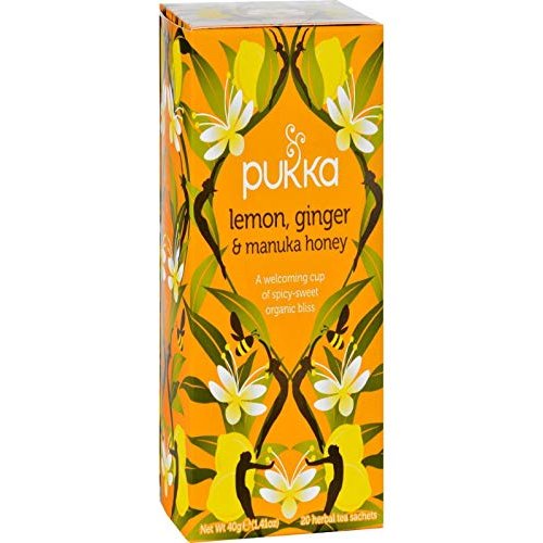 Pukka Herbal Teas Tea Organic Lemon Ginger and Manuka Honey 20 Bags Case Of 6, 20 Count
