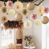 Pink Champagne Party Decorations Dusty Rose Champagne Gold Beige Boho Party Decorations Neutral Cream Pom Poms Paper Lanterns for Rustic Pink and Brown Birthday Baby Shower Wedding Engagement