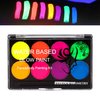 8 Colors Neon Face Paint Glow in The Dark UV Blacklight Body Paint Professional Water Activated Face Paint for Adults Kids Halloween Makeup