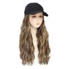 Yunkang Baseball Cap Wig Long Natural Wavy Hair Extensions With Hat Heat Resistant Synthetic Fiber Hairpieces Adjustable Hat Wig for Women Girls (B-M Brown blonde)