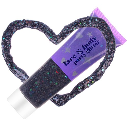 ANGXILIN High Capacity 60ML Chunky and Fine Mixed Face Body Glitter with Gel for Singer Concerts Rave Party Makeup,Quick Dry and Long Lasting Holographic Iridescent Sequins Glitter Gel (Black)