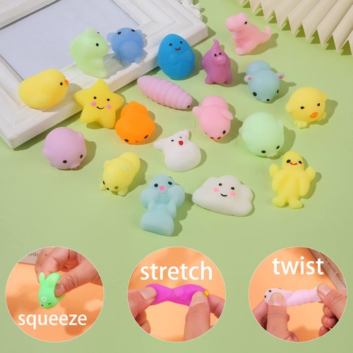 72 pcs Mochi Squishy Toys Kawaii Squishy Animals for Party Favors Classroom Prize Pinata Easter Bulk Squishies Toys