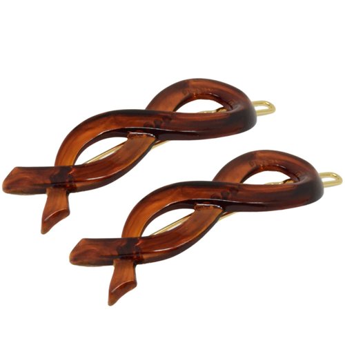 Parcelona French Infinity Ribbon Small 2 1/4" Celluloid French Hair Slides Clips for Women Tige Boule Clasp Girls Side Slide-in Barrette Clip Paris Hair Accessories for Women Strong Hold No Slip Grip Fashion Durable Styling, Made in France (Tortoise Shell