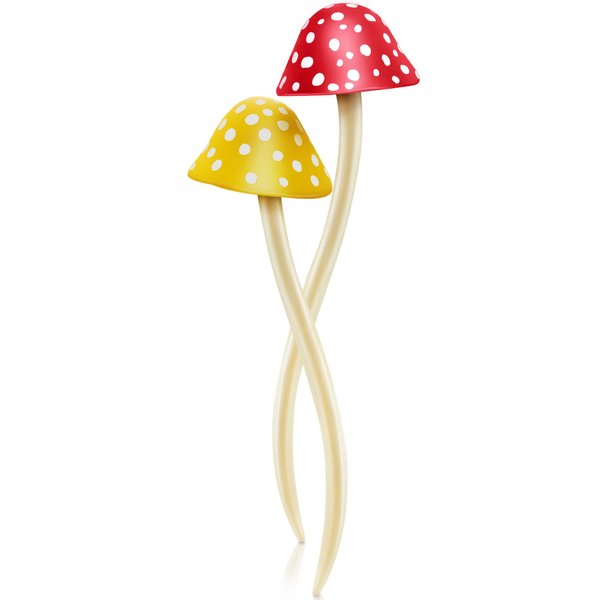 Taiyin 2 Pcs Mushroom Hair Stick Christmas Hair Sticks for Long Hair Chinese Hair Chopsticks for Women Girl Hair Sticks for Buns Cute Print Hair Sticks Accessories (Reddish Brown,Yellow)