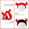 Beaupretty 2 Pack Spa Headband for Women, Devil Horns Facial Headband Face Wash Headband Makeup Cosmetic Shower Soft Hair Band (Black, Red)