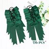 DEEKA 16 PCS Collegiate Style Cheer Bows Long Tail Skinny Cheer Bow Ponytail Holder Handmade Bows for Girls Teens Softball Cheerleader Sports -White