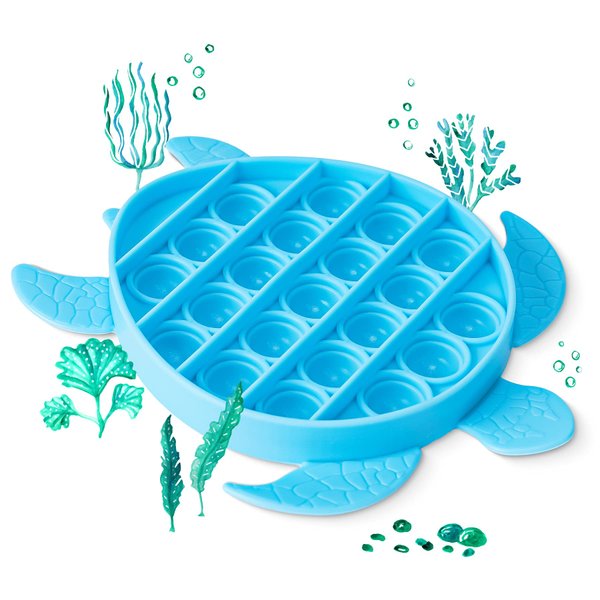 NiHealth Push Pop Bubble Fidget Sensory Toy Sea Turtle Fidget Toy for Special Needs Stress Reducer Anxiety Relief Popper Game Board Silicone Squeeze Toy for Kids and Adults (Blue)