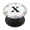 Cell Phone Pop Out Holder,Floral White Daisy Flower Letter X PopSockets Grip and Stand for Phones and Tablets