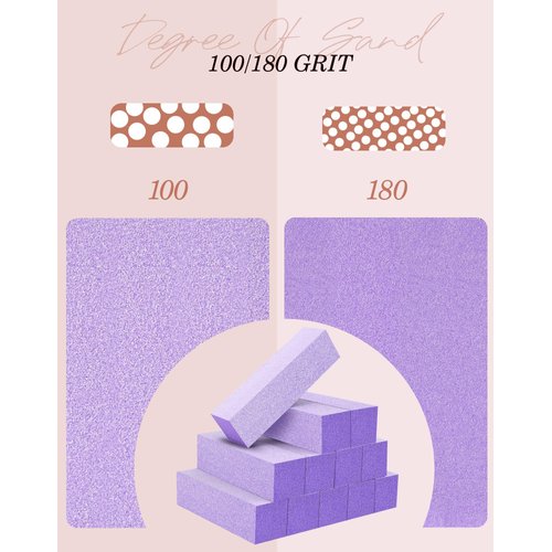 Maryton Nail Buffer Blocks, Professional 4 Way Buffing Block Files 100/180 Medium Grit for Natural and Acrylic Nails, 12 PCS