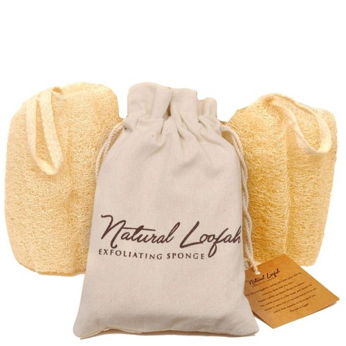Egyptian Natural Loofah Sponge Exfoliating Body Scrubber - Our Bath Loofahs Provide a Refreshingly Deep Clean to Your Face & Body - These Luffa Sponges Are Skin-Friendly & Vegan - 6 x 6 Inches, 2 Pack