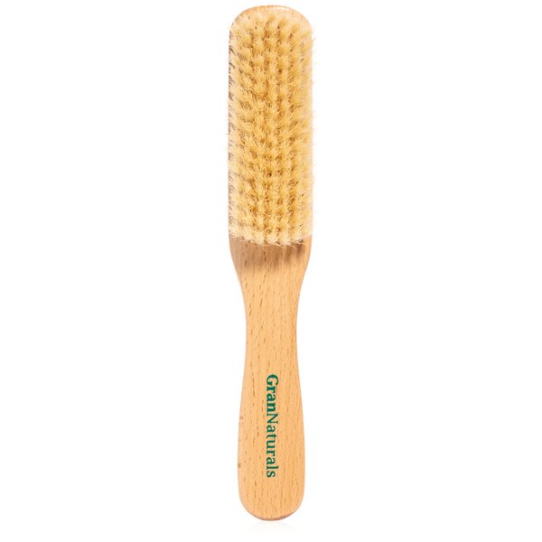 GranNaturals Boar Bristle Slick Back Hair Brush - Soft White Bristle Smoothing Hairbrush for Slicking Hair to Create Sleek Style- Natural Wood Handle for Women + Men