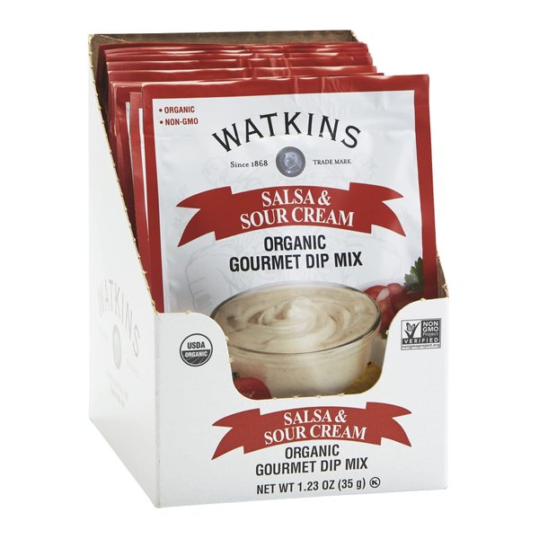 Watkins Organic Gourmet Dip Mix, Salsa & Sour Cream, 1.23 oz. Packets, 12-Pack