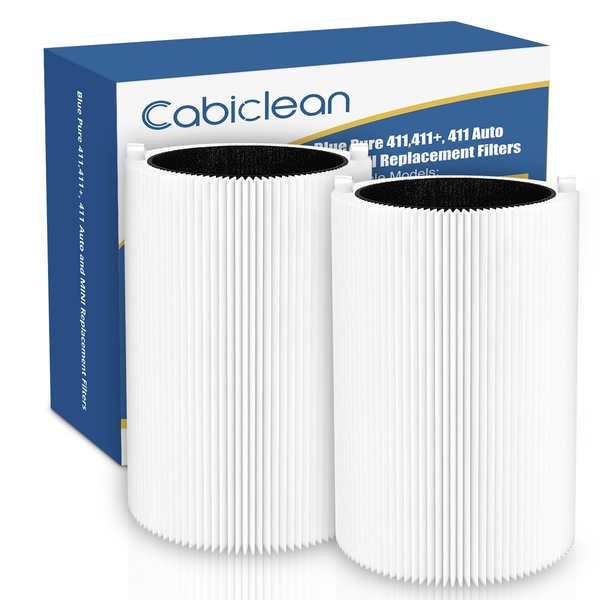 Blue Pure 411 Replacement Filters Compatible with Blueair Blue Pure 411 Genuine, 411+, 411 Auto and MINI Air Purifier, Include 2 Particle and 2 Activated Carbon