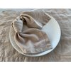 Eight Owls Stonewashed Linen Napkins - 20 Inch x 20 Inch – Set of 4-100% Pure Linen Cloth - Mitered Corners - Coast, (Warm Pebble)