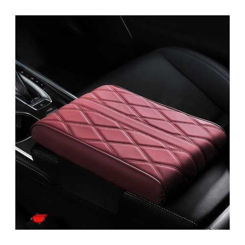 Osilly Car Armrest Cover, Auto Leather Waterproof Center Middle Console Cover Pad, Vehicle Memory Foam Armrest Seat Box Cushion Protector, Universal for SUV, Truck, RV and More (Wine Red)