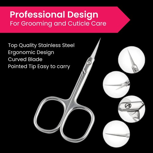 Accessory High Grade 440C Japanese Steel Cuticle Scissors With Sharper Edge, Grooming Precise Pointed Tip , Women and Men Manicure, Pedicure, Eyebrow, Nail Trimming, Eyelash, Dry Skin Matte Silver