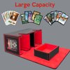 zyuqnek MTG Deck Box with Dice Tray, Commander Deck Box Fits 200+ Double Sleeved Cards, Magnetic Card Deck Box, 3-in-1Deck Box TCG For Magic Commander TCG CCG,4 Dividers & 2 Toploaders, Black/Red