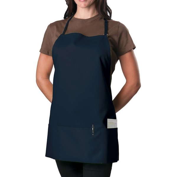 KNG Navy Blue 3 Pocket Adjustable Bib Apron for Men and Women