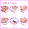 WOKOTO Semi Cured Gel Nail Strips For Toenails, 16 Size 32 Tips Pink Nail Polish Strips With Nail File & Wooden Stick, Works With Any Lamps, Salon-Quality, Long Lasting, Easy To Apply & Remove