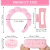 Wecoe Spa Headband Set - Skincare Headband, Hair Clips, Pink Puffy Makeup Headband, Scrunchies, and Wrist Towels For Women and Girls