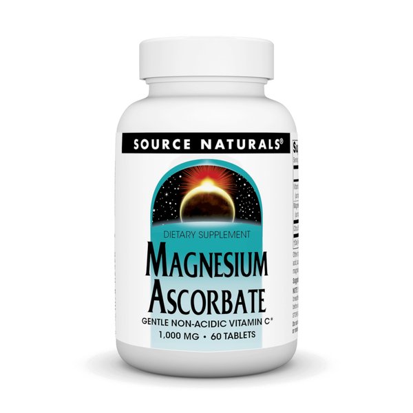 Source Naturals Magnesium Ascorbate, Non-Acidic Vitamin C* -1000 mg, 60 Tablets