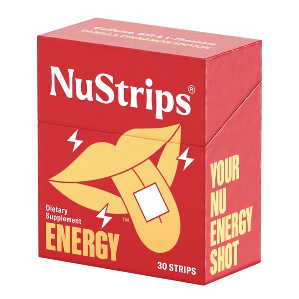 NuStrips Energy | Natural, Instant Energy Strips with 50mg Caffeine, L-Theanine, Vitamin B12 | 30 Energy Strips = 30 Energy Drinks | 5X Faster Absorption (Cinnamon Vanilla)