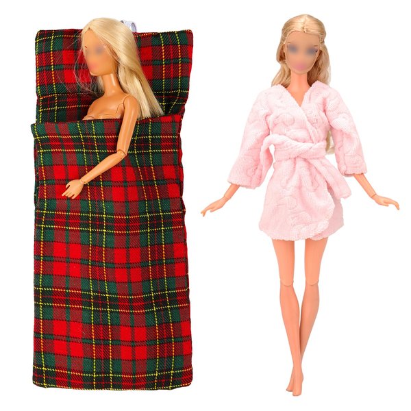 BARWA Doll Christmas Accessory Plaid Sleeping Bag Pajamas for 11.5 inch Doll Xmas Gift…