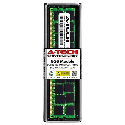 A-Tech 8GB RAM for Dell PowerEdge R320 Rack Mount - DDR3/DDR3L 1333MHz PC3-10600R ECC Registered RDIMM 2Rx4 Dual Rank 1.35V Low Voltage 240-Pin Server Memory Upgrade Module