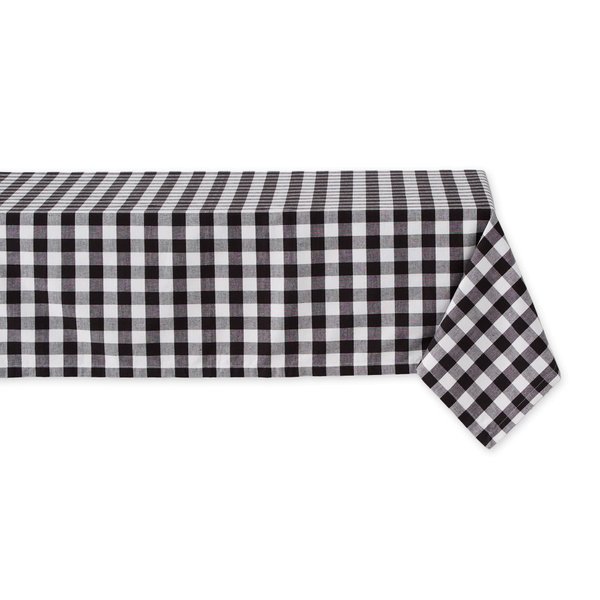 DII Checkered Tabletop Collection 100% Cotton, Machine Washable, Tablecloth, 52x52, Black