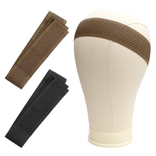 Bon New York Anti-Slip DIY Wig Grip Elastic Band with Silicone Dot - 2pcs (Brown)
