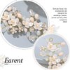 EARENT Bride Wedding Flower Hair Vine Gold Crystal Beads Hair Piece Pearl Bridesmaid Hair Accessories for Women