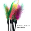 IUHKBH Cat Feather Toys, Interactive Cat Wand Toys Cat Teaser with Bell - 18'' Long Feather Wand for Cat and Kitten (6 Pcs)