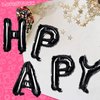 LovesTown Happy Birthday Banner, Black Birthday Sign Banner Mylar Foil Letters Balloon Happy Birthday Metallic Balloons for Kids Party Supplies
