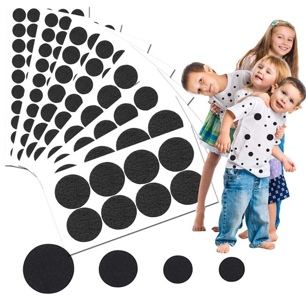 Iceyyyy 200+ Pieces Adhesive Felt Circles, Black Self-Adhesive Felt Pads Felt Sticker for Halloween DIY Projects Costume, Professional Craft Finishing 1.97 Inches/ 1.57 Inches/ 1.2 Inches/0.79 Inches