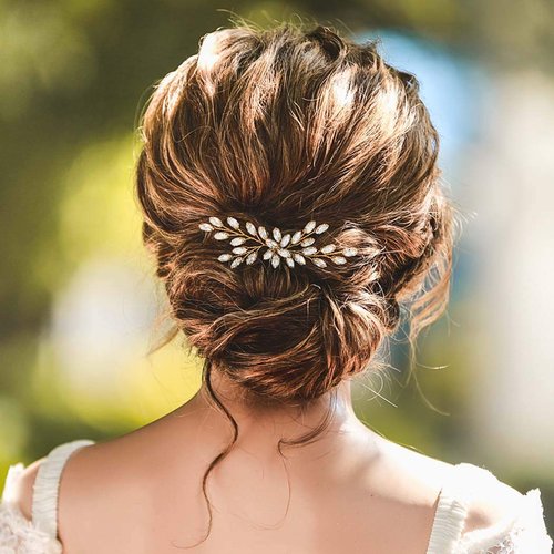 Unicra Bride Wedding Crystal Hair Pins Bridal Hair Pieces Wedding Hair Accessories for Women and Girls (Pack of 1) (Gold)
