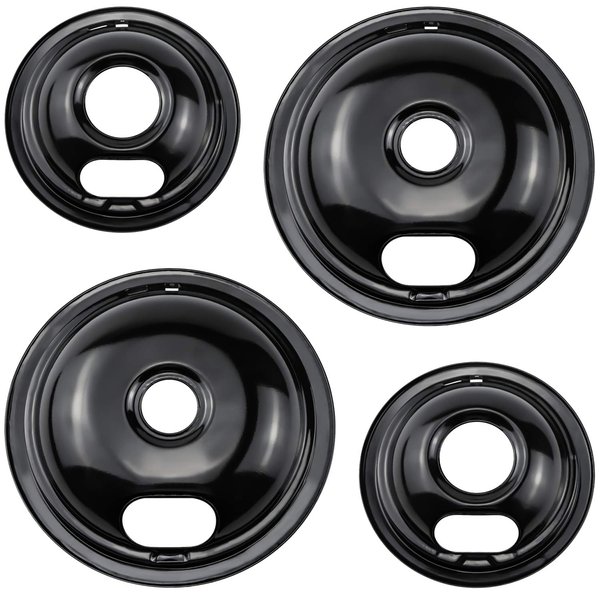 Cenipar W10290350 & W10290353 Range Burner Drip Pan Bowls Porcelain Plated for Electric Stove & Surface Burner Compatible with Whirlpool Frigi-daire Include 2 x 8-Inch + 2 x 6-Inch Drip Pans
