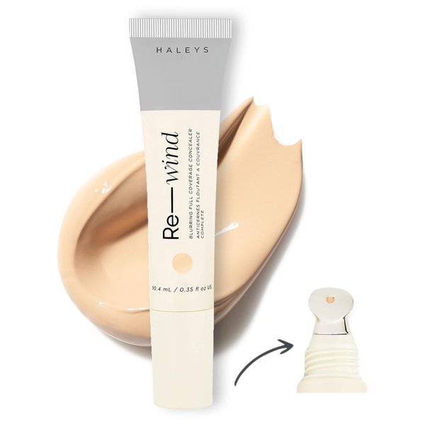HALEYS Re-wind Blurring Full Coverage Concealer (Light - Neutral), Brighten, Reduce redness, dark circles and fine lines, Non-Caking, Longwear, Nourishes, Lightweight, Soft-Matte Finish, V + CF