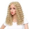 SWACC 20-Inch Long Big Bouffant Curly Wigs for Women Synthetic Heat Resistant Fiber Hair Pieces with Wig Cap (Dark Blonde Blended)