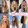 HOOJIH Invisible Wire Hair Extensions 2 Ways Adjustable Headband Size Curly Wavy Invisible Short Wire Hairpiece 12 Inch 90 Gram for Women -Dark Brown
