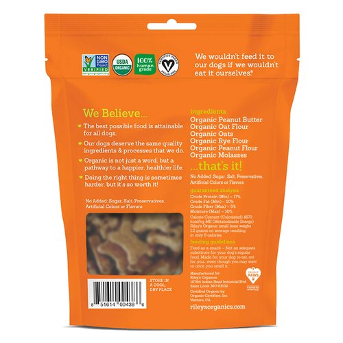 Riley's Organics Peanut Butter and Molasses Bone, Small 5 oz.