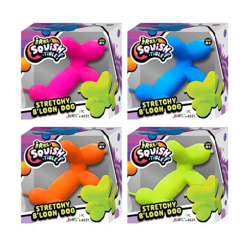JA-RU Stretchy Balloon Dog Toy (2 Units Assorted) Irresistible Squish Super Stretchy & Twisty Toys for Kids. Animal Squeeze Party Favor. Sensory Stress Relief Fidget Easter Basket Stuffers. 4531-2