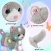Hopearl LED Musical Stuffed Kitty Light up Singing Plush Cat Adjustable Volume Lullaby Animated Soothe Birthday Gifts for Kids Toddler Girls, Grey, 13.5''