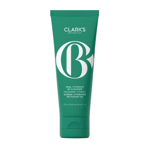 Clark's Botanicals Heal + Hydrate B3 Cleanser, Daily Deep Clean Niacinamide Face Wash with Vitamin C, 4 Oz (Pack of 1)