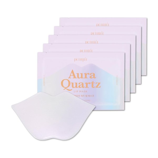 Petitfee Aura Quartz Hydrogel Lip Mask 5ea - Moisturizing Lip Mask with Retinol, Peptide, Collagen, PDRN, Bakuchiol, Anti-aging Lip Care for Dry Lips, Reduces Laugh Lines, Smooth and Plump Lips