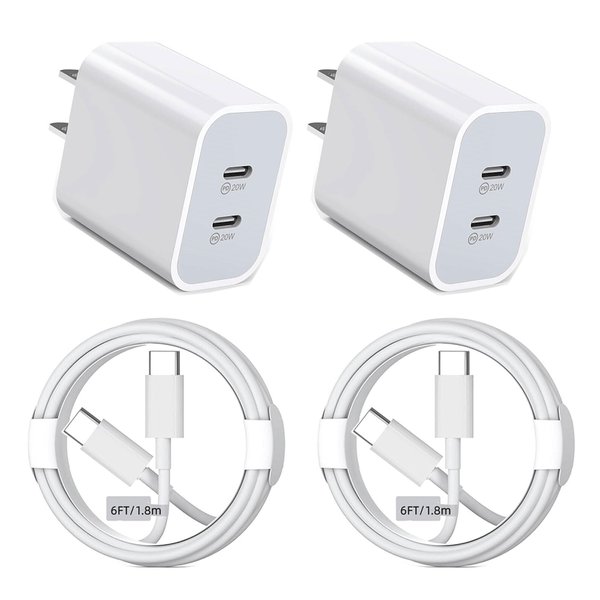 USB C Charger For iPhone 16 Charger Fast Charging, 40W Dual Port USB C Wall Charger Fast Charging Block with 6FT Long USB C to C Charging Cord Compatible with iPhone 16/15/15 Plus/15 Pro/15 Pro Max