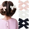 Zkptops 6Pcs Small Hair Bow Velvet Bow Hair Clips Hairpins Bowknot Hair Clips Barrettes for Little Girls Kids Baby Mini Tiny Soft Cute Ponytail Holder Hair Accessories (Black Pink White)